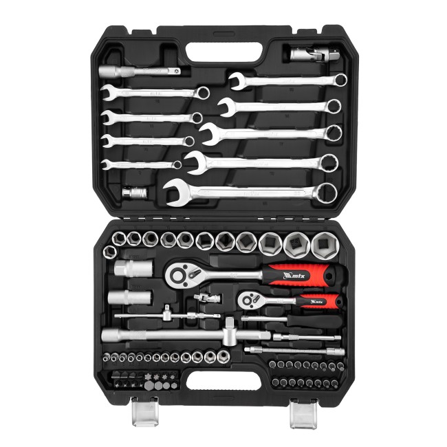 Набор инструментов, 1/2", 1/4", пластиковый кейс, 82 предмета MTX