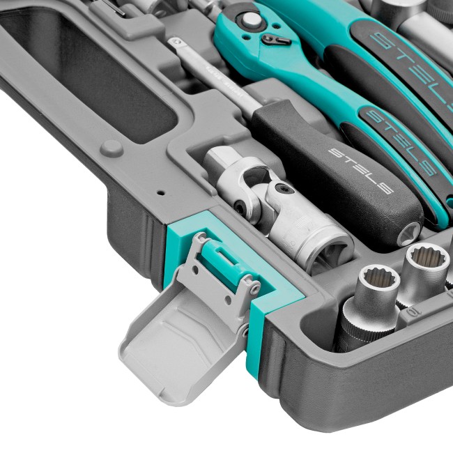 Набор инструментов 1/2", 1/4", CrV 12 гранные головки 94 предмета Stels Набор инструментов 1/2", 1/4", CrV 12 гранные головки 94 предмета Stels