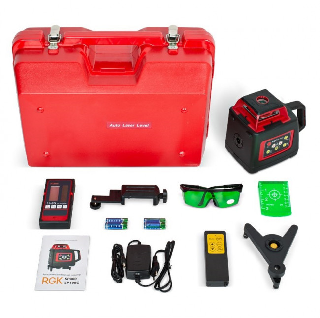 Комплект: ротационный нивелир RGK SP-400G + штатив RGK SH-170, рейка RGK LR-2 Комплект: ротационный нивелир RGK SP-400G + штатив RGK SH-170, рейка RGK LR-2