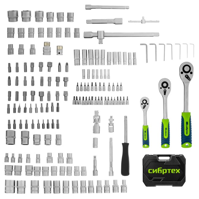 Набор инструментов 1/2", 3/8", 1/4" 172 предметов Сибртех
