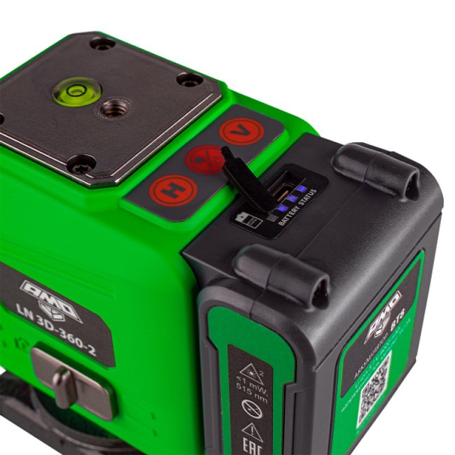 Лазерный уровень AMO LN 3D-360-2 с зеленым лучом Лазерный уровень AMO LN 3D-360-2 с зеленым лучом