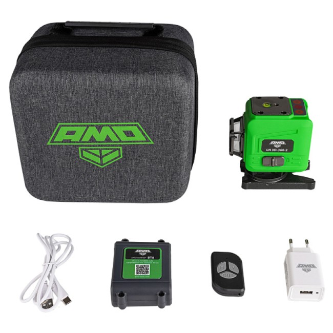 Лазерный уровень AMO LN 3D-360-2 с зеленым лучом Лазерный уровень AMO LN 3D-360-2 с зеленым лучом