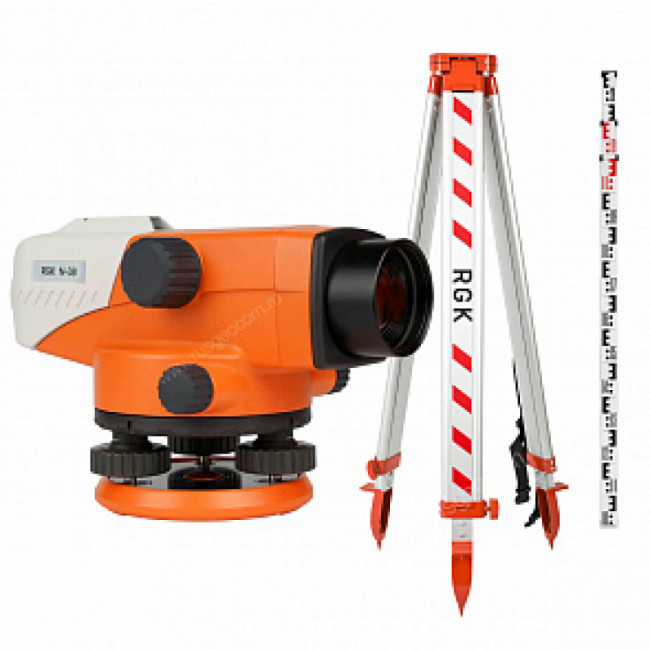 Комплект оптический нивелир RGK N-38 + штатив S6-N + рейка AMO S3 с поверкой Комплект оптический нивелир RGK N-38 + штатив S6-N + рейка AMO S3 с поверкой