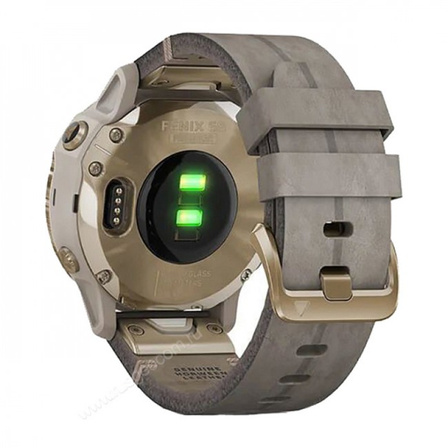 Часы Garmin Fenix 6S Pro Solar золотистый с серым замшевым ремешком Часы Garmin Fenix 6S Pro Solar золотистый с серым замшевым ремешком