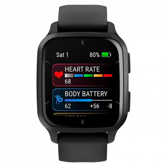 Часы Garmin Venu Sq 2 Music Edition черный с серым алюминиевым безелем