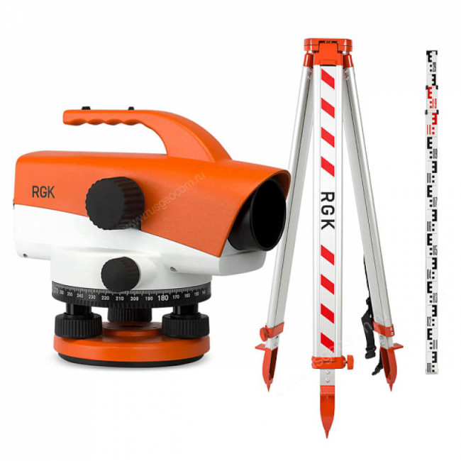Комплект оптический нивелир RGK C-32 + штатив S6-N + рейка AMO S4 Комплект оптический нивелир RGK C-32 + штатив S6-N + рейка AMO S4