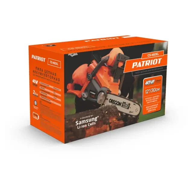 Аккумуляторная цепная пила Patriot CS 402 XL 40В, с АКБ 2.5 Ач + ЗУ Аккумуляторная цепная пила Patriot CS 402 XL 40В, с АКБ 2.5 Ач + ЗУ