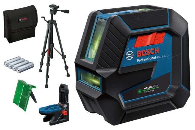 Лазерный уровень Bosch GCL 2-50 G + BT 150 (0.601.066.M01) Лазерный уровень Bosch GCL 2-50 G + BT 150 (0.601.066.M01)