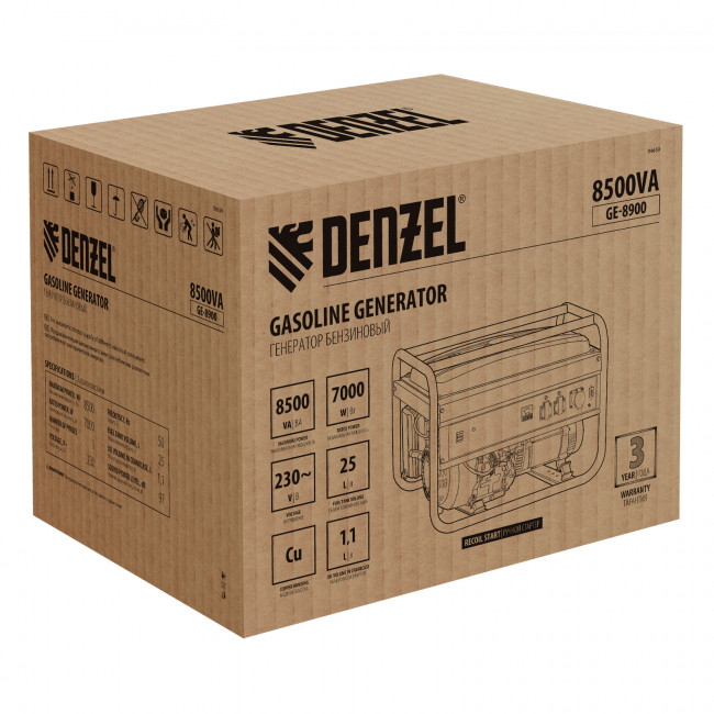 Генератор бензиновый GE 8900, 8.5 кВт Denzel