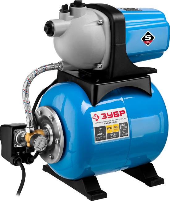 Насосная станция автоматическая НАС-М3-800 ЗУБР 800 Вт, бак 20 л