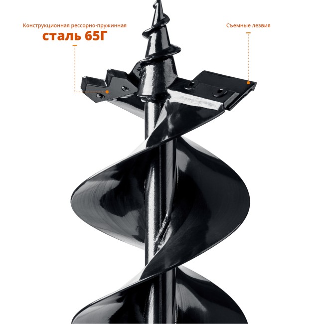Двухзаходный шнек для мотобуров ЗУБР d 150 мм, мерзлый грунт