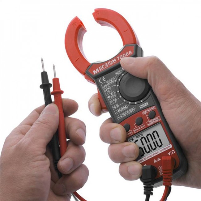 Цифровые токоизмерительные клещи, мультиметр МЕГЕОН 70068 Цифровые токоизмерительные клещи, мультиметр МЕГЕОН 70068