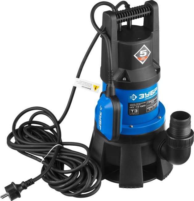 Дренажный насос для грязной воды Профессионал НПГ-Т3-1300 ЗУБР 1300 Вт