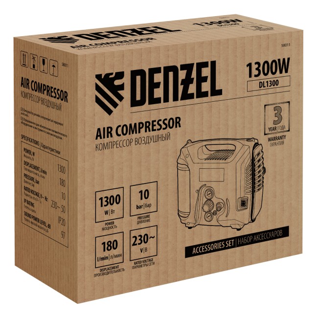 Компрессор воздушный DL1300 Denzel Компрессор воздушный DL1300 Denzel