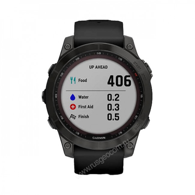 Часы Garmin Fenix 7 Sapphire Solar титановый серый DLC с черным ремешком
