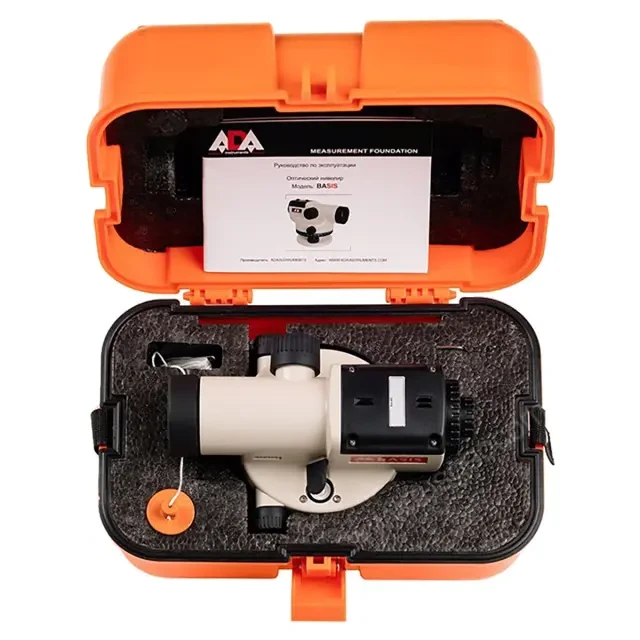 Комплект оптический нивелир ADA Basis с поверкой + штатив на винтах ADA Light S + рейка ADA STAFF 3